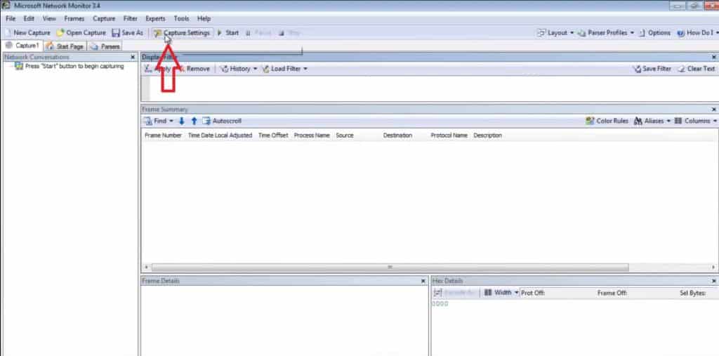 Capture Settings in Netmon for Windows 2008 Server 