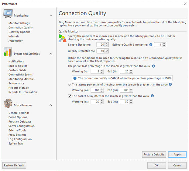 connection quality