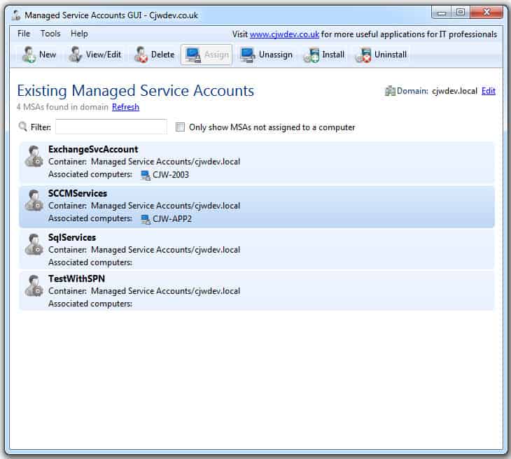 create managed service accounts without powershell
