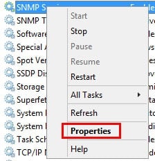 snmp services properties