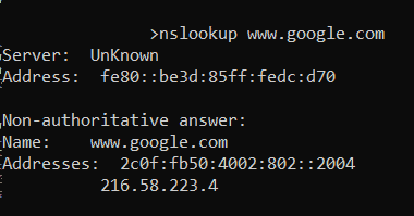 nslookup command for nameserver lookups