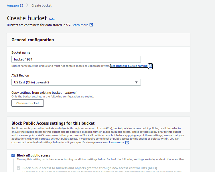 provide bucket details