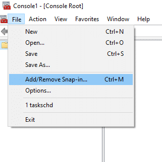 MMC Console / Select File > Add/Remove Snap-In