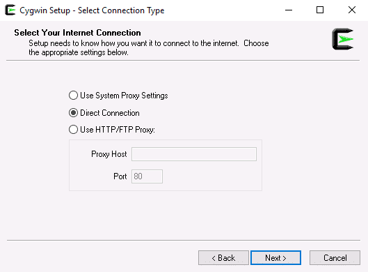 select internet connection