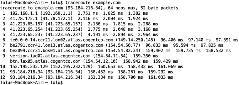 traceroute example