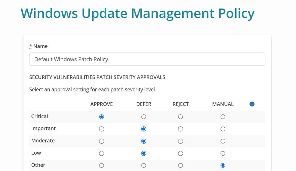 windows update management policy
